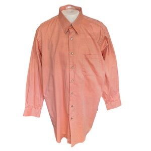 Paul Fredrick 18-34 Dress Shirt Orange Herringbone Cotton Long Sleeve Pocket